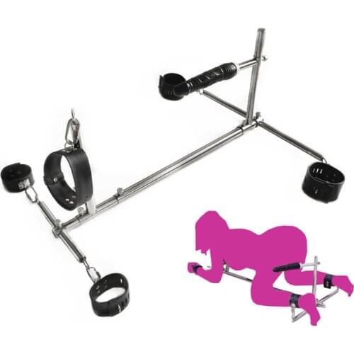 Stainless Steel Large Phallus Rack Fetish Bdsm Sex Bondage Restraints Set Compulsory Binding Feet Handcuffs Collar Erotic Toys