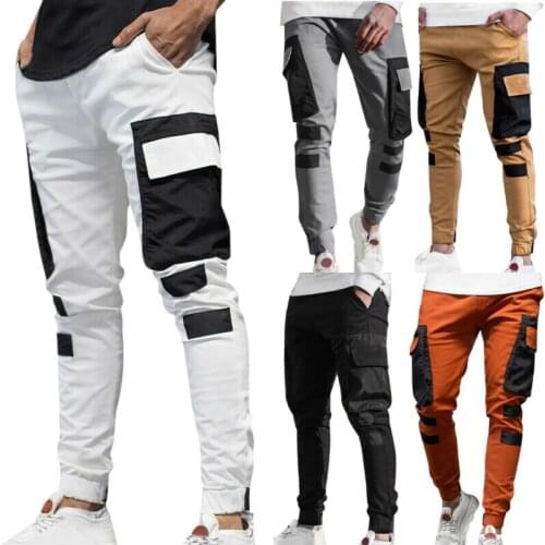 Mens Cargo Trousers Slim Jogging Joggers Combat Work Tracksuit Bottoms Pants UK