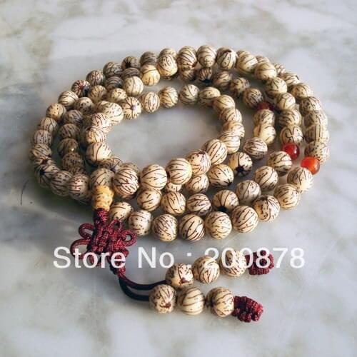 BRO655 Tibet Buddhism 108 Silver Silk Bodhi seeds Prayer Beads Mala,8mm,Natural wooden beads bracelet