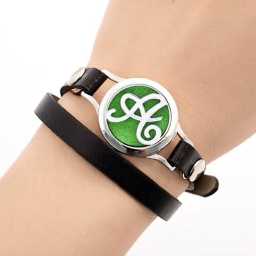 Essential Oil Diffuser Bracelet PU Leather Wrap Bracelet 25mm Aromatherapy Perfume Locket Bracelet For Women Jewelry With Pads