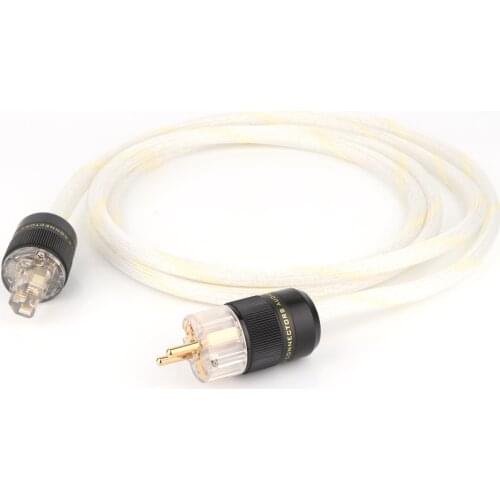 Hifi audio 8AG OCC silver plated EU version power cable hi-end schuko AC power cord with gold plated EU power plug connctor