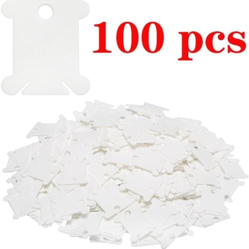 KAOBUY 100 Pcs White Plastic Thread Bobbins Spool Thread Card For DIY Cross Stitch Embroidery Thread Bobbins Organizer