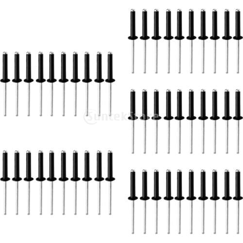 Pack 50 Heavy Duty Black Aluminum Blind Pop Rivet Dome Head Open End Kayak Canoe Boat Car Trailer Rivet M5*8/10/12/14/16/20/25mm