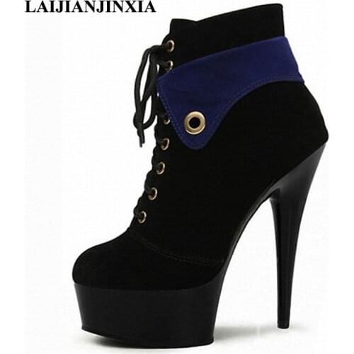 LAIJIANJINXIA New Ankle Boot Sexy 15cm High Heels Night Club Party Queen Dance Shoes Platform Women Dress Pole Dance Pumps Shoes
