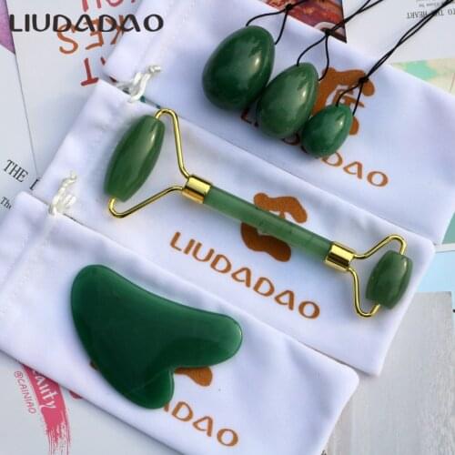 Natural Face Massager Set Aventurine Jade Roller Slimming Ben Wa Ball Massager Tools Kegel Exercise Yoni Eggs Beauty Health Care