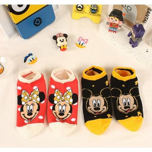 10pcs/set of new spring and summer socks, womens boat socks, cartoon Mickey tide shallow mouth socks for 12-year-old children