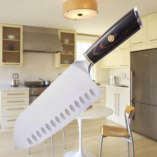 Liang Da Kitchen 7 inch Chefs Knife High Carbon Stainless Steel Sharp Cleaver Slicing Japan Santoku Knives Ergonomic Equipment