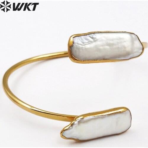 WT-B405 Wholesale Design Double Pearl Bracelet for Women Jewelry Gift with 24k gold electroplated adjustable bracelets