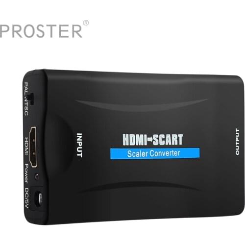 PROZOR Scart to HDMI-compatible to Scart Converter Adapter Up to 1080P/60hz Audio Adapter for Xbox PS3 SKY HD Blu Ray DVD