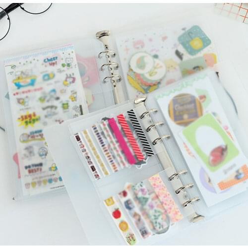 A6 Size Clear Planner Hard Binder Cover 6-Ring Loose-Leaf Notebook Refills Budget Envelope System with 22 PCS PVC Soft Pockets