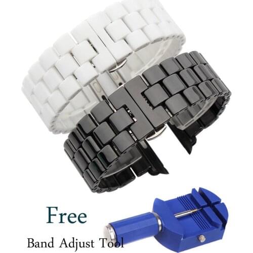 Luxury Ceramic Watch Strap for Apple Watch Band for iWatch Series 1/2/3 42mm Butterfly Buckle Ceramic Wristband Bracelet w Tool