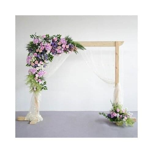 Exellent Lilac roses with green grass Wedding Flower Wall roses with hydrangea Artifical Silk Flower Backdrop Wedding Decoration