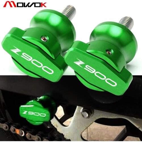 With LOGO Z900 Motorcycle Accessories CNC Aluminum Swingarm Spools stand screws Slider For Kawasaki Z900 2017 2018 z900