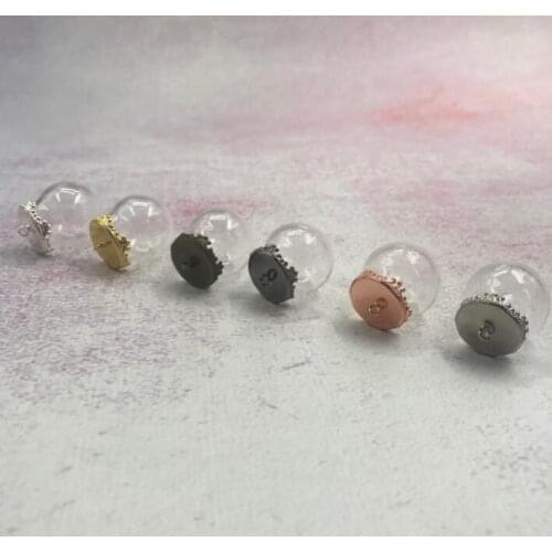 1/2/3/5/8pcs 20x15mm Glass globe 6 color crown base glass vials pendant jewelry DIY glass bottle pendant glass dome cover jars