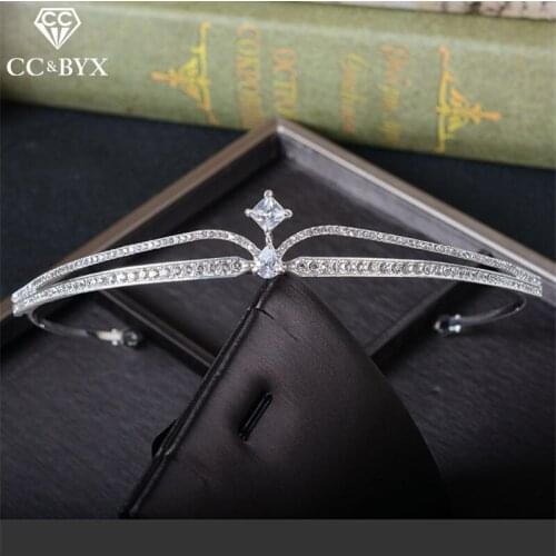 CC hairbands tiaras and crowns engagement wedding hair accessories for bride jewelry simple design cubic zircon stone gift HG742