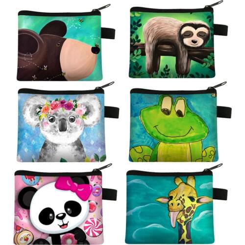 Women Coin Bag Mini Animal Giraffes panda bear Coin Purse Lady Key Bag Purse Children Gift Prize Package Bluetooth earphone bags