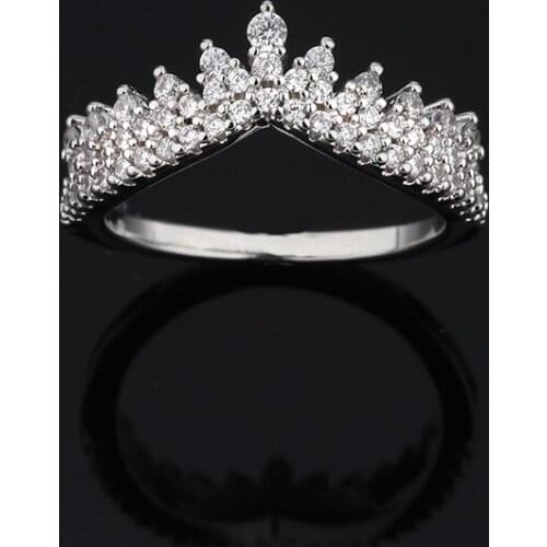 Silver Color Crystal Lace Ring For Lady Jewelry Crown Zircon Engagement Design Rings For Women Wedding Jewelry Gift Zk40