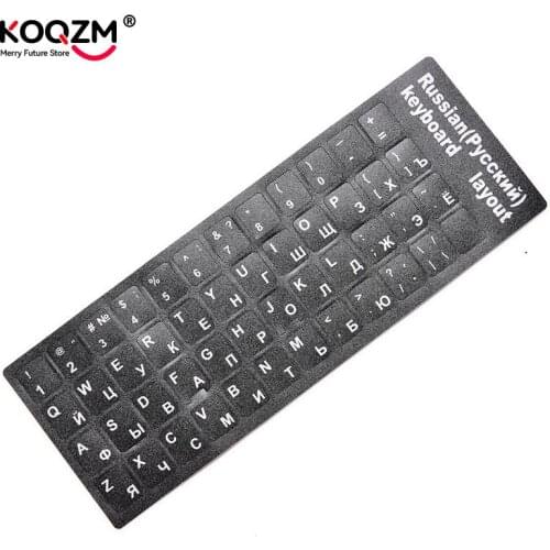 1PC Russian Standard Keyboard Sticker Layout Durable Alphabet Black With White Letters Laptop Desktop Computer Keyboard Stickers