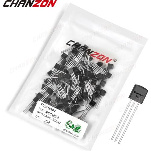 100Pcs MCR100-8 TO-92 Thyristor Transistor Bipolar Junction BJT Triode Tube Fets DIP 0.8A 600V Integrated Circuits