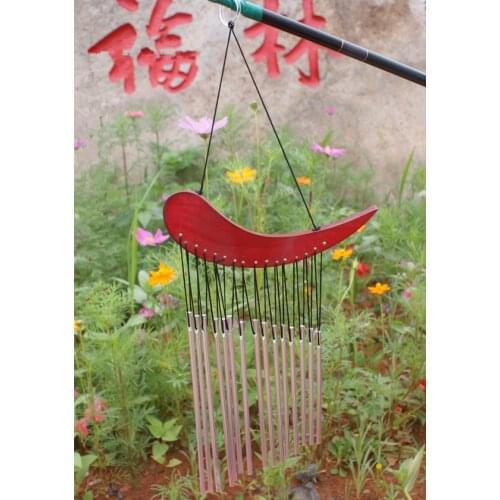 15 Solid Alloy Metal Tubes Solid Red Wood Bronze Antirust Sound Ringing Wind Chimes Ibdoor Outdoor Hanging Home Decor Gifts