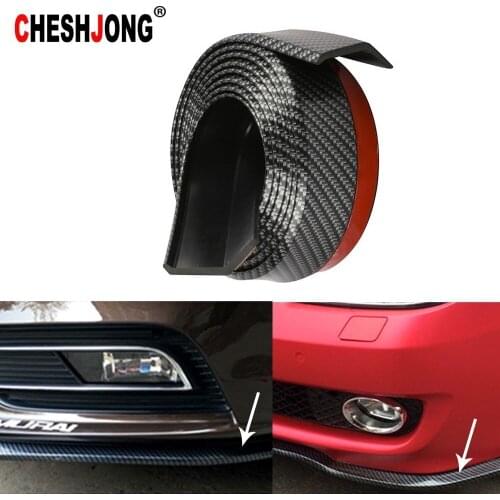 2.5m Carbon Fiber Car Front Bumper Lip Splitter Car Sticker Body Kit Spoiler Rubber Strip Shovel Protection Chin Skirt Protector