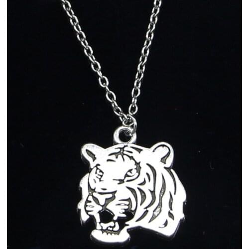 20pcs New Fashion Necklace 27x24mm roaring tiger head Pendants Short Long Women Men Colar Gift Jewelry Choker