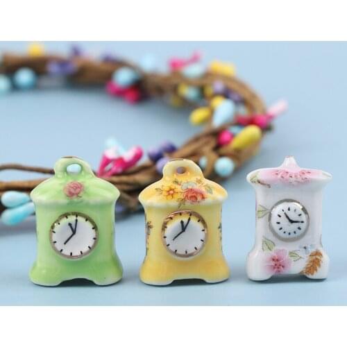 3pcs/set Miniature Accessories Mini Porcelain Clock Teapot Model Toys For Doll House Decor Bedroom Living Room Accessories