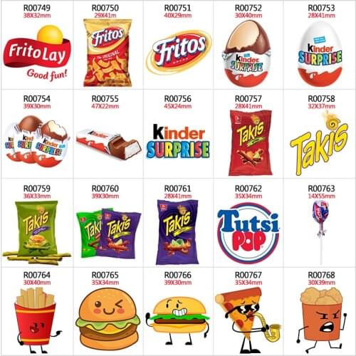 30pcs/lot Snack fried chip Resin Flat Back for Hair Bows Planar Crafts for DIY Decoration