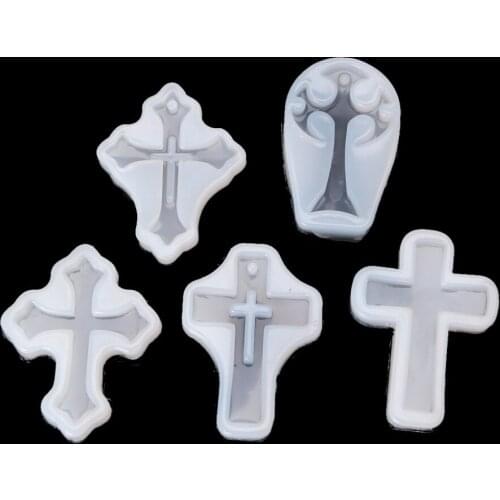 5PCS Cross Silicone Resin Mold For Jewelry Making Casting Mould Craft DIY Tools Mold