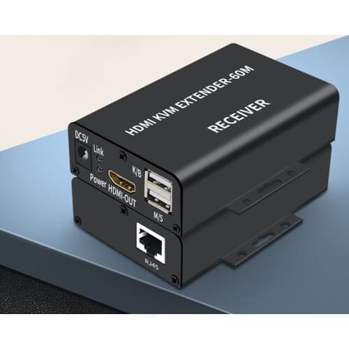 POC Power Supply HDMI KVM extender 60M over cat5/6 cable USB KVM HDMI Extende Audio Video Converter Support USB Keyboard Mouse