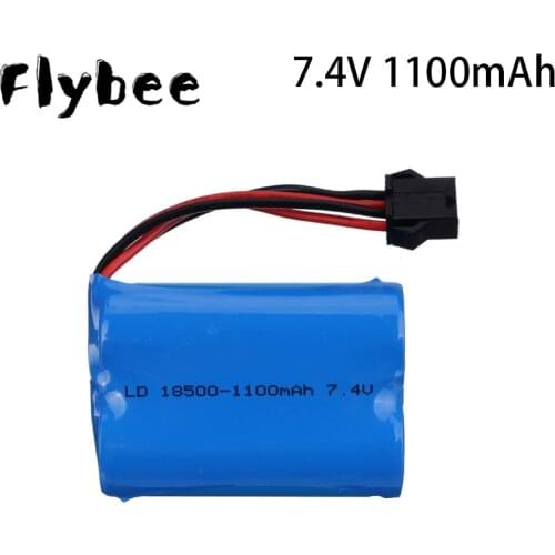 7.4V 1100mAh Lipo battery 18500 For UDI 001 UDI001 Huanqi 960 747A RC boat speedboat With SM-4P Plug upgrade 3.7V*2 toys battery
