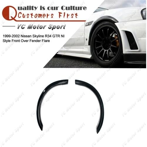 Car Accessories FRP Fiber Glass NI Style Front Over Fender Flare Fit For 1999-2002 R34 GTR Front Fender Flares