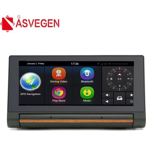 Asvegen 6.86'' Car dvrs Android 5.0 HD Dual Lens Car GPS Nagivation With Camera DVR Rearview Mirror Wifi Bluetooth 16GB Free Map