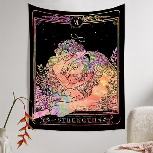 Bohemian Tarot Tapestry Wall Tapestry Human Tiger Print Cloth Hanging Carpet Indoor Decorations for Bedroom 150x200cm
