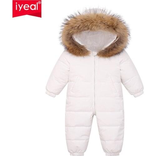 Children Jumpsuits Winter Hooded Down Jacket Boy Outerwear Thick Waterproof Snowsuit Baby Girl Rompers Parka Infant Overcoat