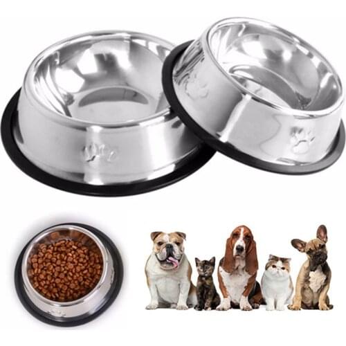 Dropshipping Dog Cat Bowls Stainless Steel Travel Footprint Feeding Feeder Water Bowl For Pet Dog Cats Puppy Outdoor Food Dish