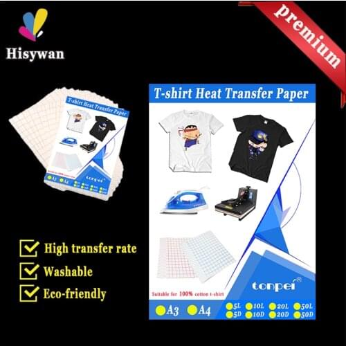 A3 A4 T Shirt Heat Transfer Paper For Light / Dark Color 100% Cotton Fabrics Cloth Inkjet Printing Design Iron DIY Gift