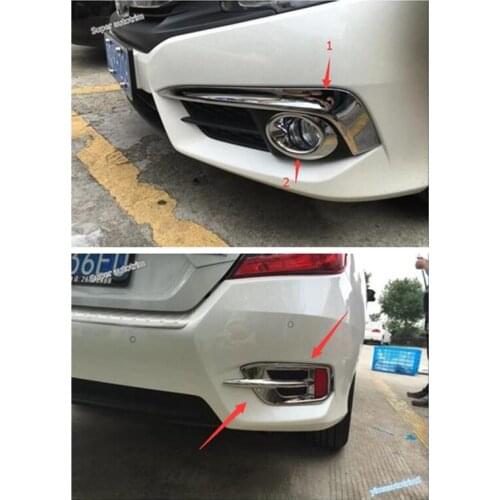 Lapetus Chrome Front Rear Bumper Fog Lamp Lights Eyelid Eyebrow Ring Cover Trim For Honda Civic Sedan 2016 2017 ABS Accessories