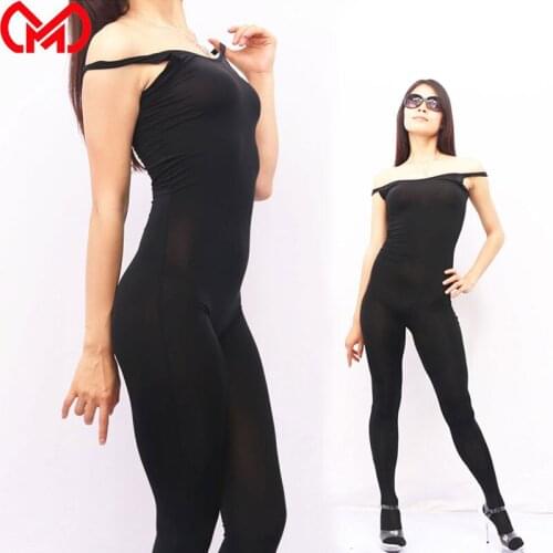 MEISE Ice SIlk See Through Jumpsuits Sheer Bodysuit Sleeveless Sexy Tights Shaping Dance Wear Tank Top For Women F58