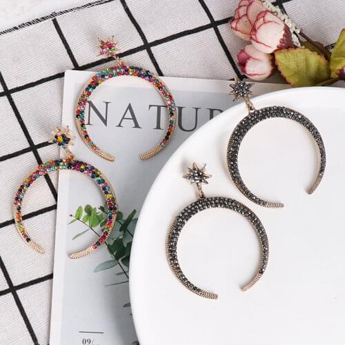 FASHIONSNOOPS Vintage Crystal Big Earrings For Women Bohemia Party Wedding Fashion Jewelry Statement Dangle Earrings Charm Gifts