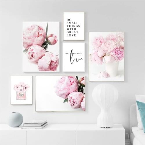 Pink Flower Bud Poster Wall Art Canvas Painting Quote Plant Print Nordic Fashion Modern Home Decor Picture for Dormitory Design