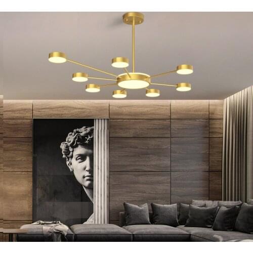 Nordic Minimalis Long Iron Chandelier Multi-Style Black Gold Modern Bedroom Living Room Restaurant LED Decoration Lighting