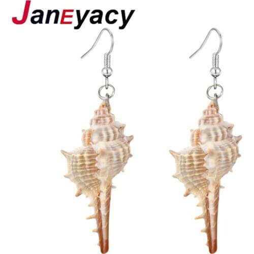 Janeyacy 2018 New Fashion Earrings Jewelry Metallic Lady Earrings and Natural Conch Shell Earrings Girls Style Brand Earrings