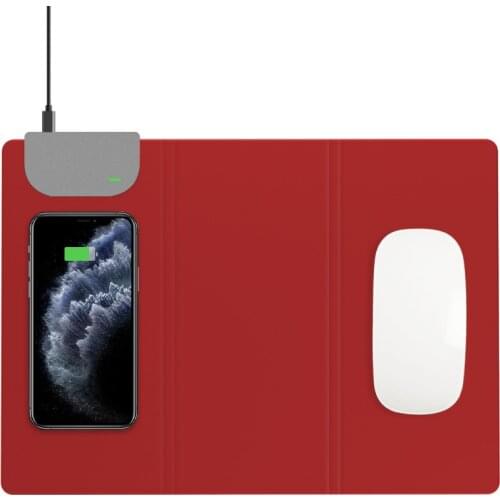 2020 New Mouse Pad with Fast Wireless Charger Folding Desk Mouse Pad Mat Compatible for All QI Standard Mobile Phone Charging