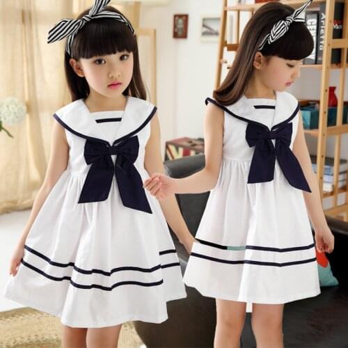 New 2021 Kids Girls Summer Cotton White Bow Princess Dress Children A-Line Casual Dress Clothes For 3 4 5 6 7 8 9 10 Years Old