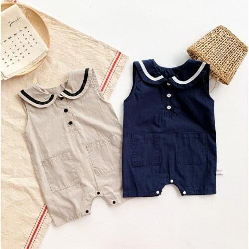 2021 New Summer Boys Clothes Girls' Leggings Toddler One-piece Sleeveless Suit Tooling Pure Color Leisure Childrens Clothes