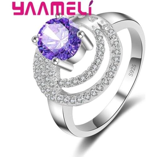 Cubic Zirconia Crystal Promise Wedding Rings For Women 925 Pure Bride Jewelry Drop Shipping Rings