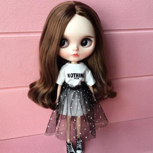 2pcs Blythe Clothes long T-shirt+Lace Skirt Barbies Dress for Doll Accessories Clothing (Blythe,ob,Pullip,Baribes,1/6 Dolls)