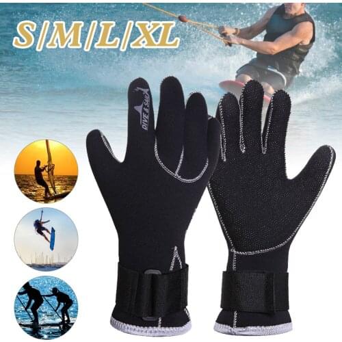 3mm Diving Wetsuit Gloves Unisex Full Finger Swim Gloves Anti-Slip Thermal Gloves with Adjutsable Wrist for Outdoor Racing Sport