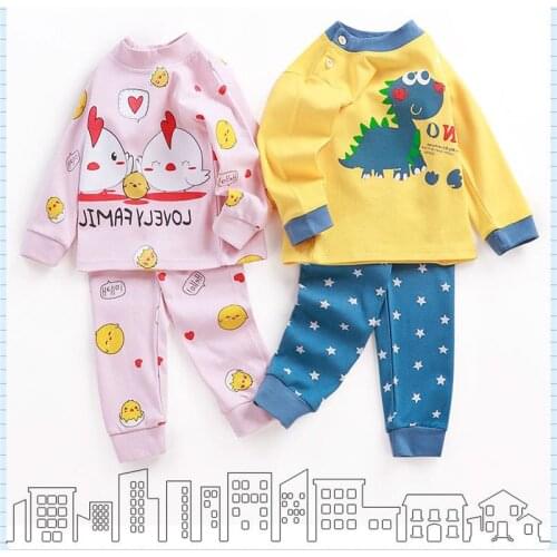 New Kids Boys Girls Pajama Sets Cartoon Print Long Sleeve O-Neck Tops + Pants 2PCS Sets Toddler Baby Autumn Pijamas Clothes Set